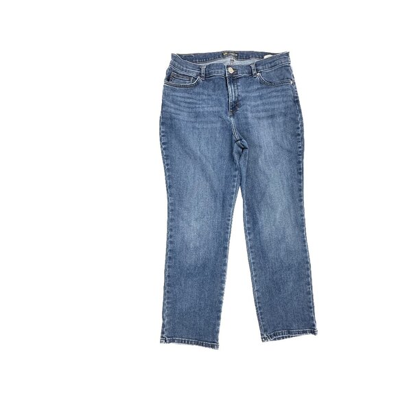 Lee Relaxed Fit Straight Leg Mid Rise Women's size 12P Dark Blue Denim Jeans - Picture 1 of 5